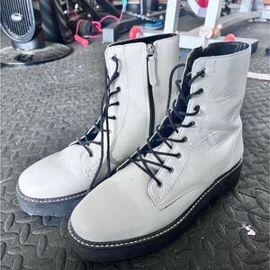 Schutz White Lace-Up Boots